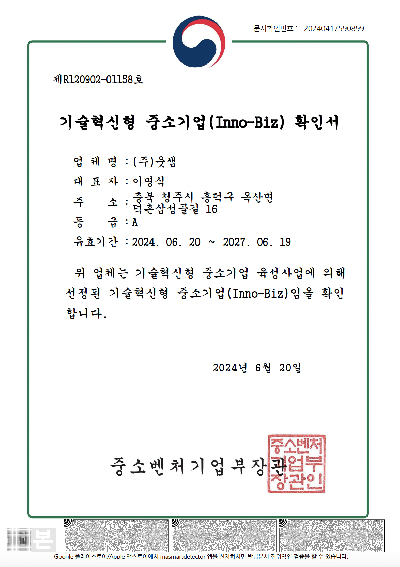 기술혁신형 중소기업(Inno-Biz) 확인서