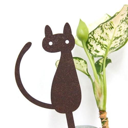 스틸데코 철제 다용도 화분 픽 - 우아한 고양이