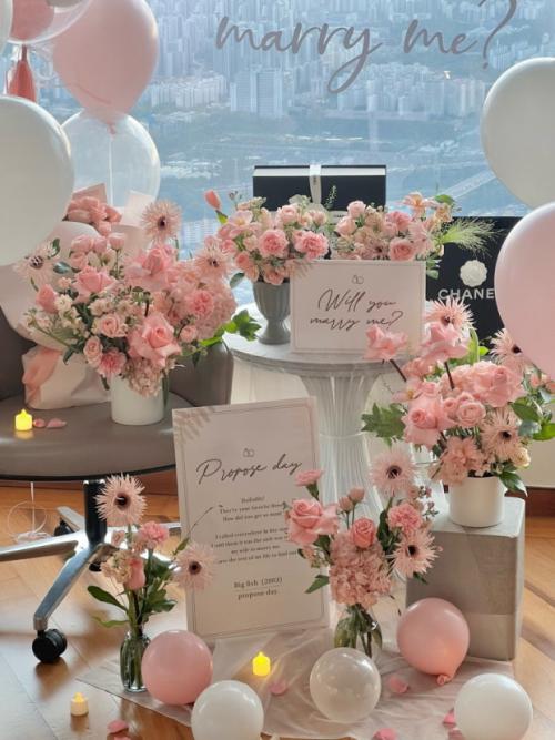 호텔 프로포즈 꽃장식